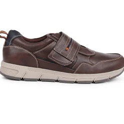 Wide Fit Adjustable Fasten Trainers - Dark Brown
