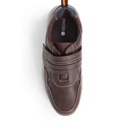 Wide Fit Adjustable Fasten Trainers - Dark Brown