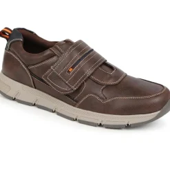 Wide Fit Adjustable Fasten Trainers - Dark Brown