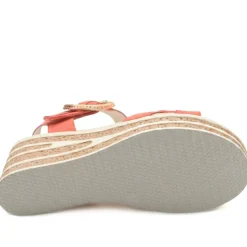 Wide Fit Adjustable Fasten Wedged Sandals - Orange