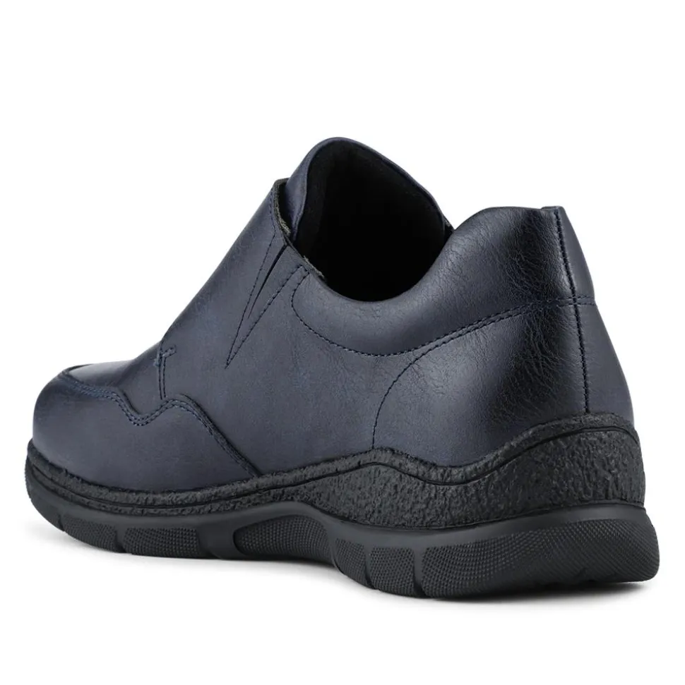 Wide Fit Adjustable Fitting Monk Shoes - Navy