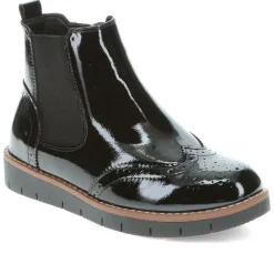 Wide Fit Ankle Boots - Black Patent