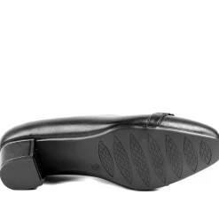 Wide Fit Block Heel Court Shoes - Black
