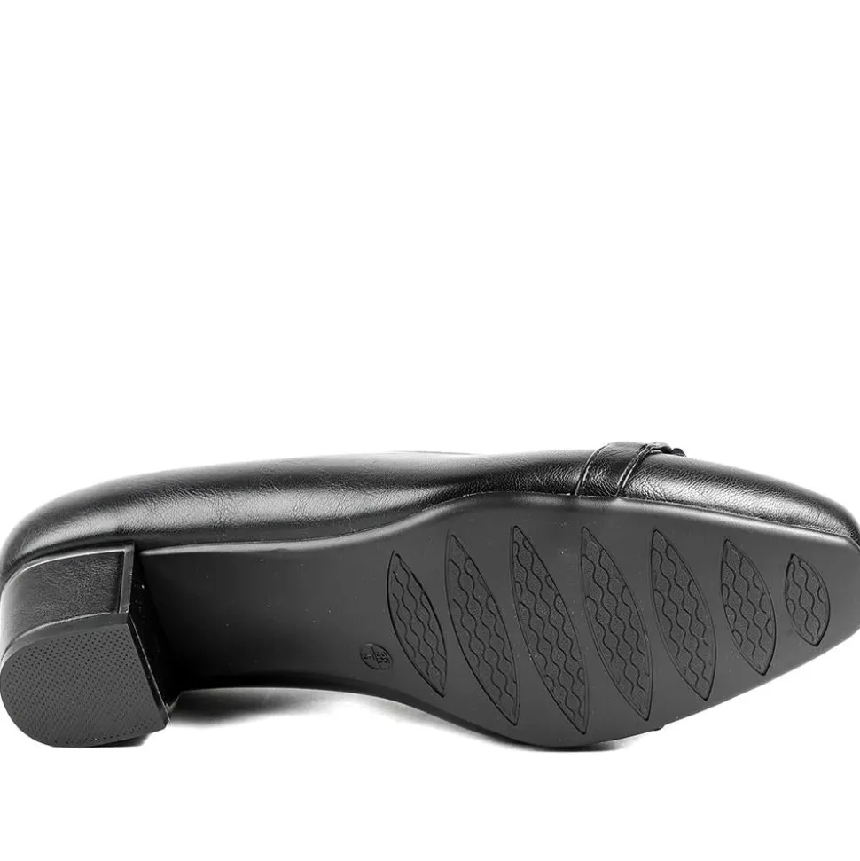 Wide Fit Block Heel Court Shoes - Black