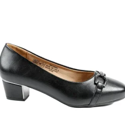 Wide Fit Block Heel Court Shoes - Black