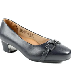 Wide Fit Block Heel Court Shoes - Navy