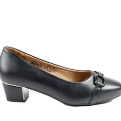 Wide Fit Block Heel Court Shoes - Navy
