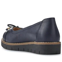 Wide Fit Bow-Detailed Chunky Pumps - Navy