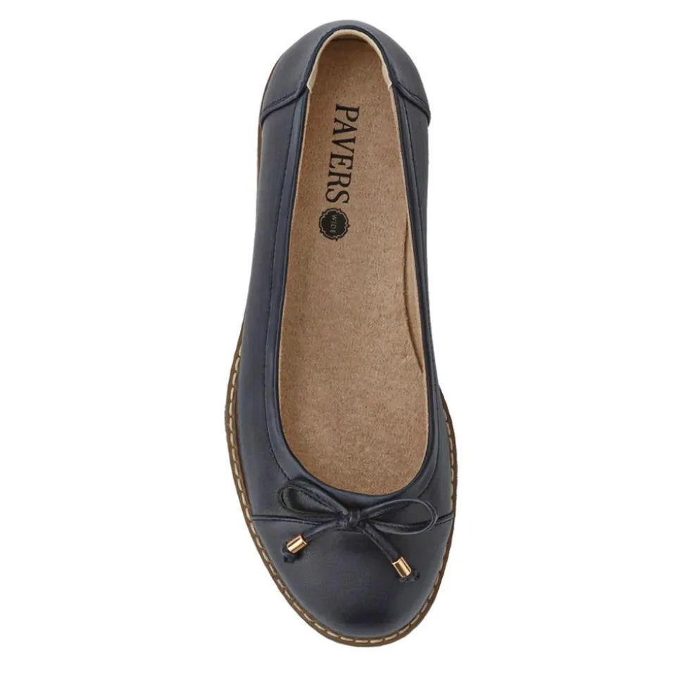 Wide Fit Bow-Detailed Chunky Pumps - Navy