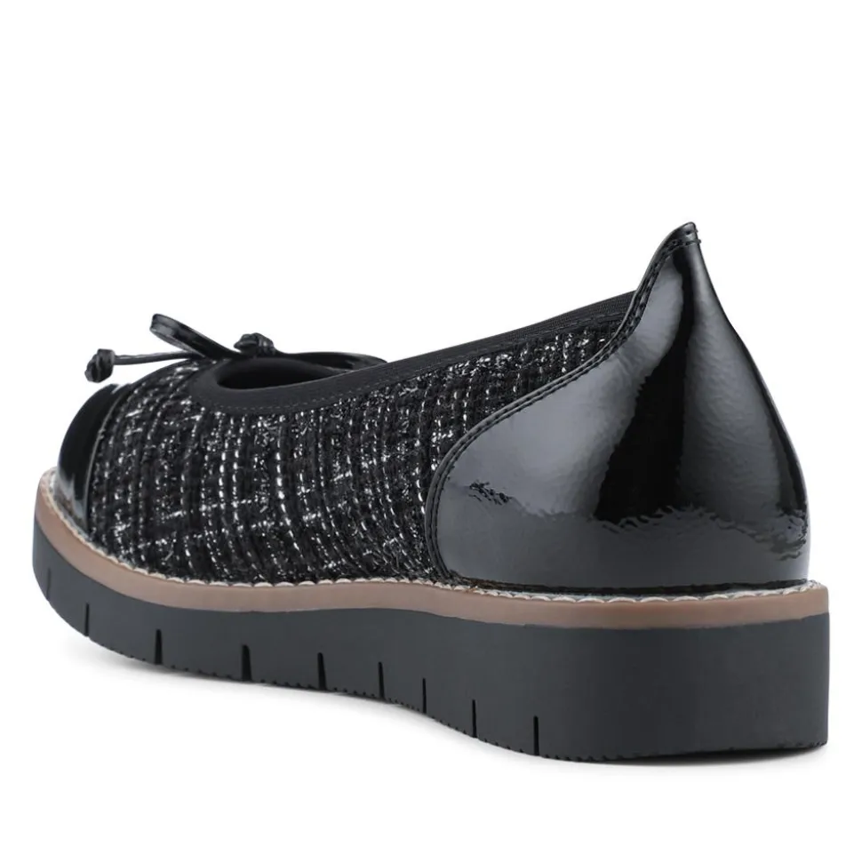 Wide Fit Bow-Detailed Pumps - Black Tweed