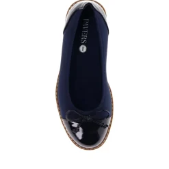 Wide Fit Bow-Detailed Pumps - Navy-Navy Patent