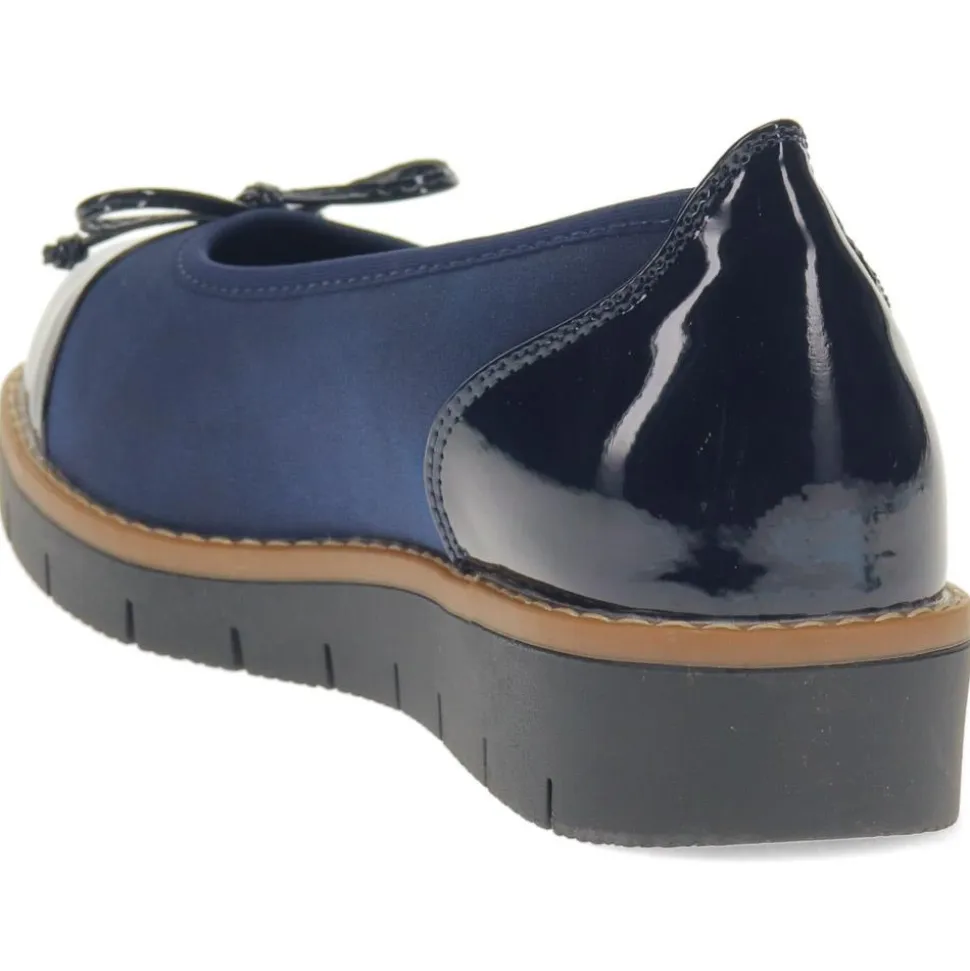 Wide Fit Bow-Detailed Pumps - Navy-Navy Patent