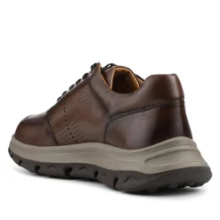 Wide Fit Breathable Leather Lace Up Trainers - Brown