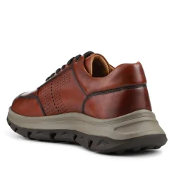 Wide Fit Breathable Leather Lace Up Trainers - Tan