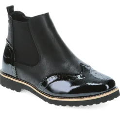 Wide-Fit Brogue Ankle Boots - Black