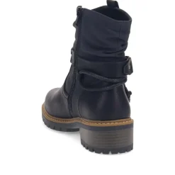 Wide Fit Buckle Ankle Boots - Black