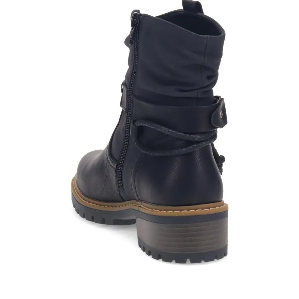 Wide Fit Buckle Ankle Boots - Black