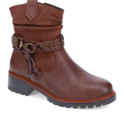 Wide Fit Buckle Ankle Boots - Brown