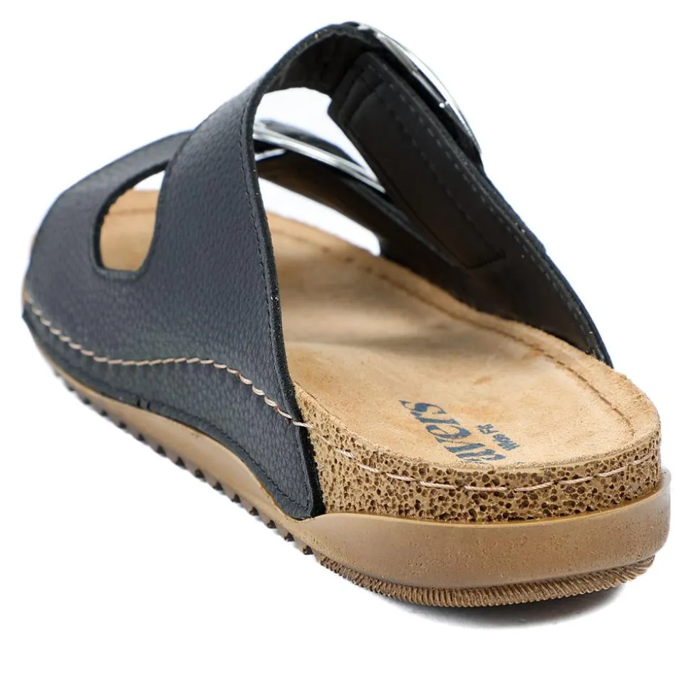 Wide Fit Buckle Detail Comfort Sandals - Black