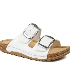 Wide Fit Buckle Detail Comfort Sandals - White