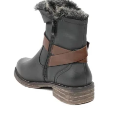 Wide Fit Buckle Detailed Ankle Boots - Black