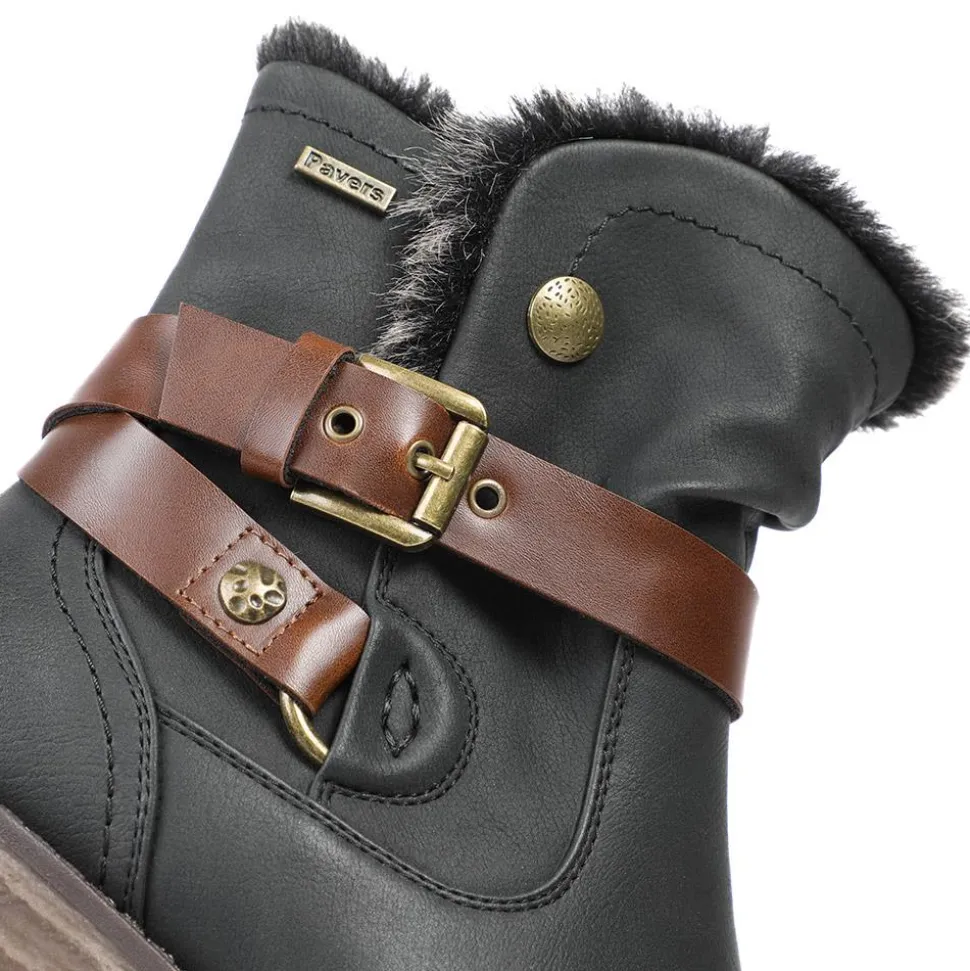 Wide Fit Buckle Detailed Ankle Boots - Black