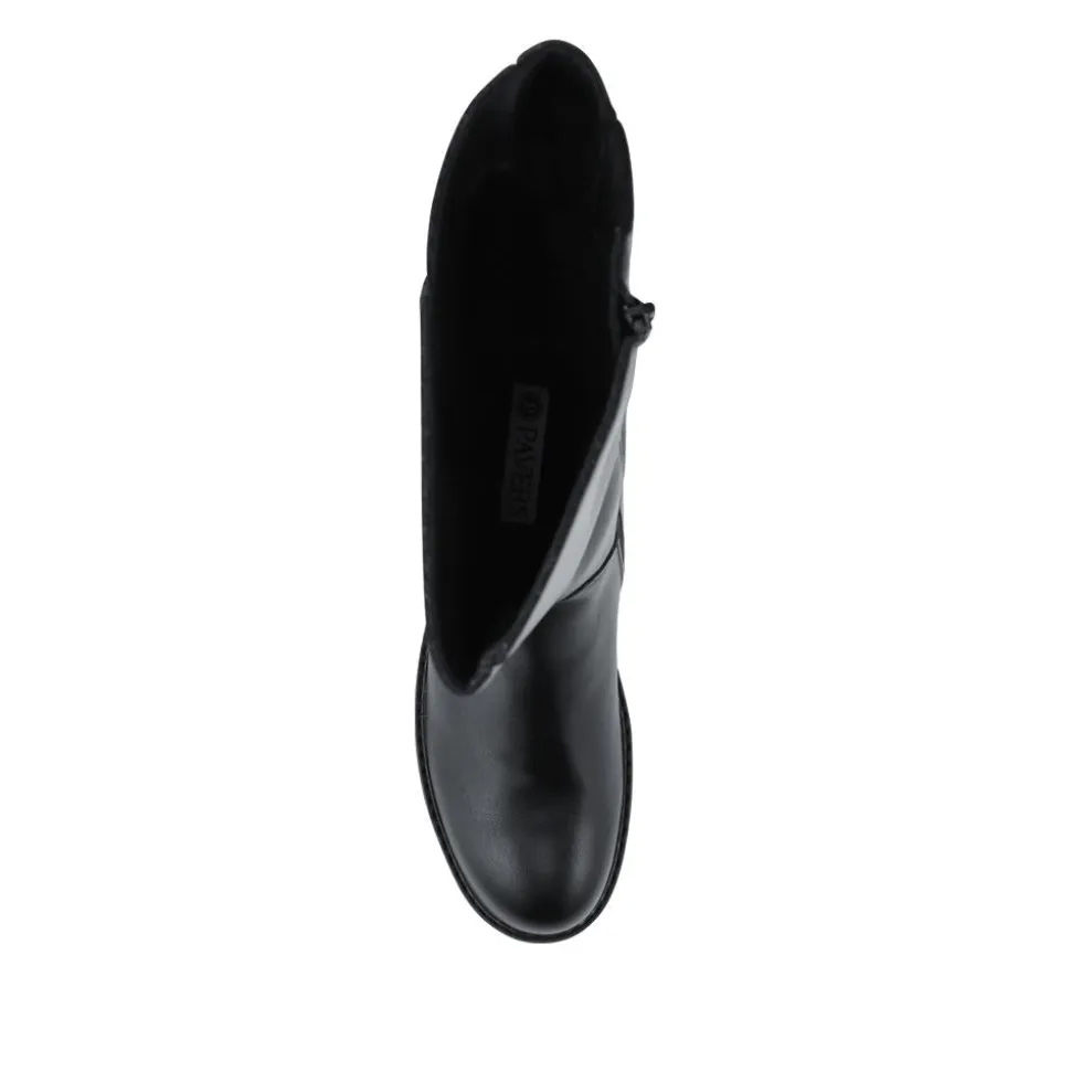 Wide Fit Calf Length Boots With Inside Zip - Black
