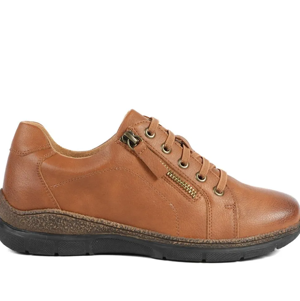 Wide Fit Casual Bungee Lace Shoes - Tan