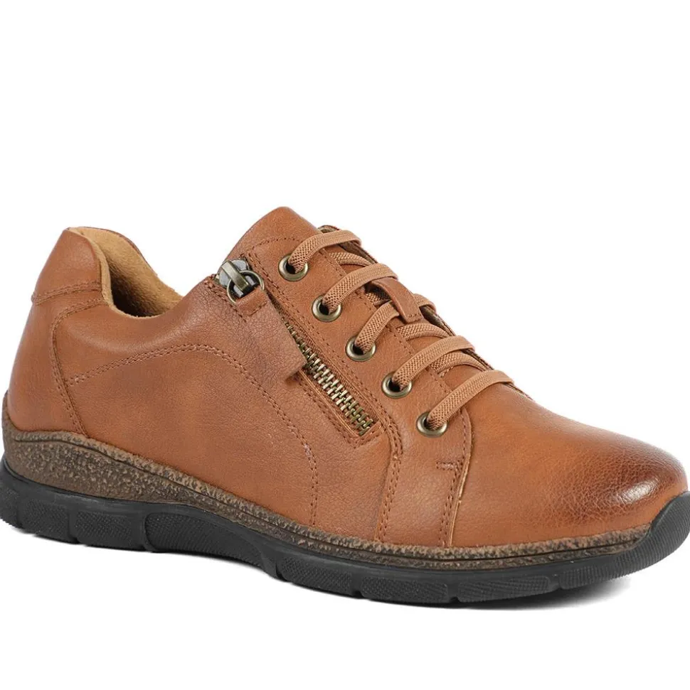 Wide Fit Casual Bungee Lace Shoes - Tan