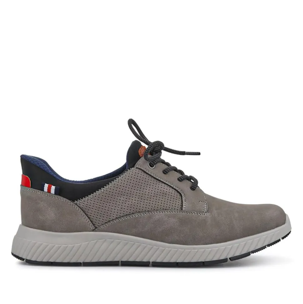 Wide Fit Casual Laced Slip-On Shoes - Grey