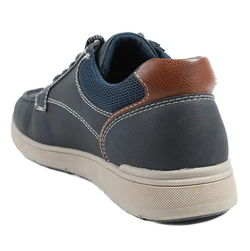 Wide Fit Casual Lace Up Shoes - Navy