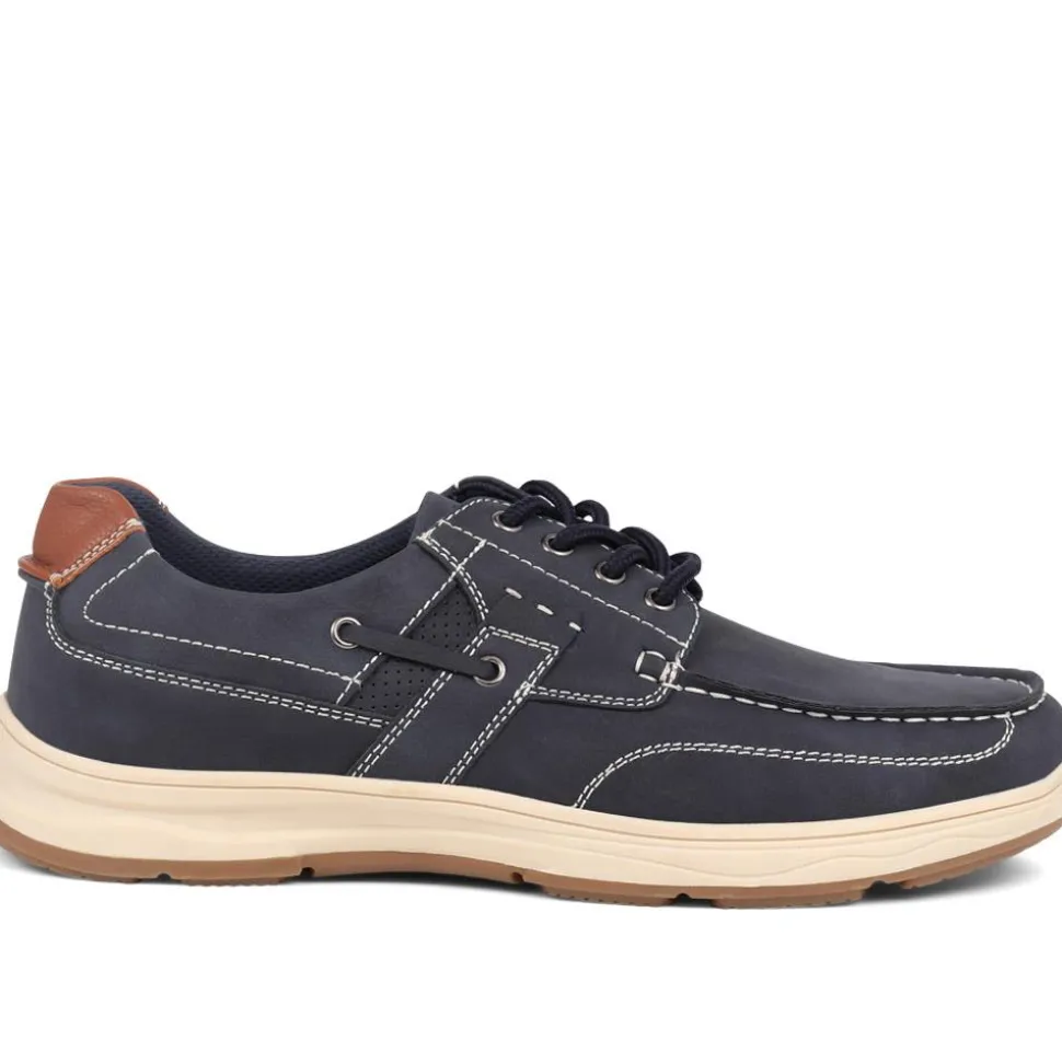 Wide Fit Casual Lace Up Shoes - Navy