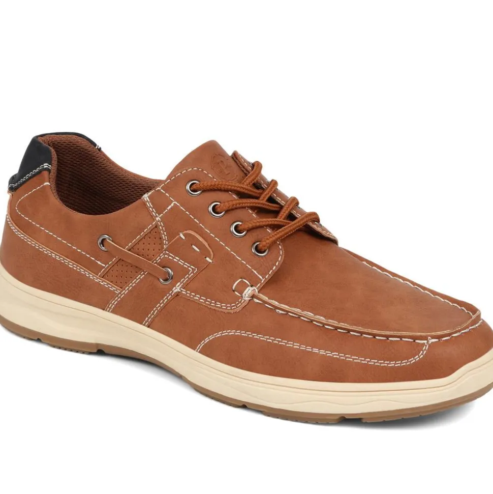 Wide Fit Casual Lace Up Shoes - Tan