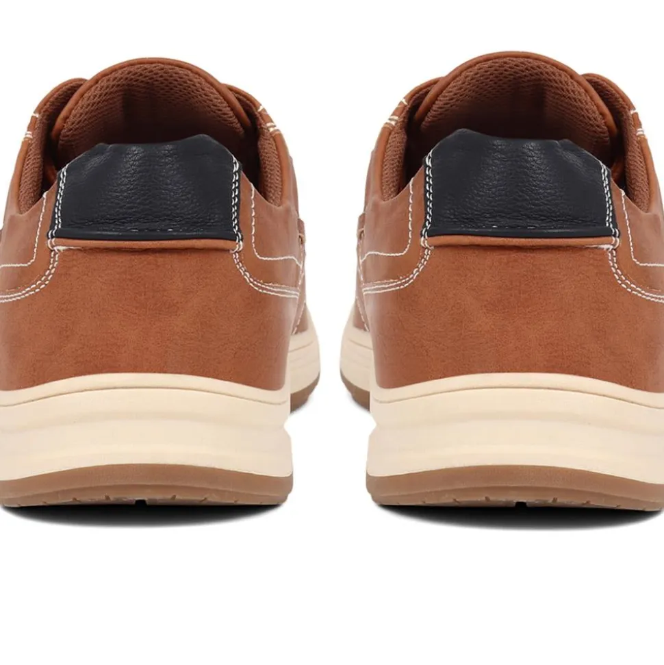 Wide Fit Casual Lace Up Shoes - Tan