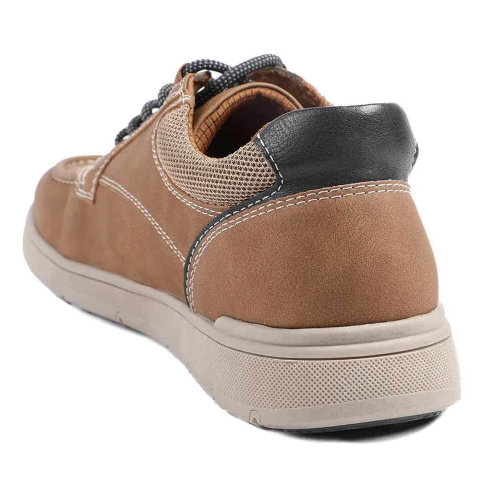 Wide Fit Casual Lace Up Shoes - Tan