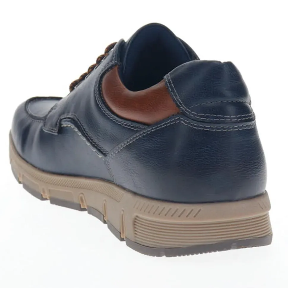 Wide Fit Casual Lace Up Trainers - Navy