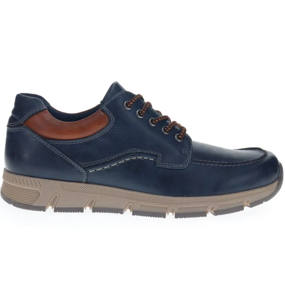 Wide Fit Casual Lace Up Trainers - Navy