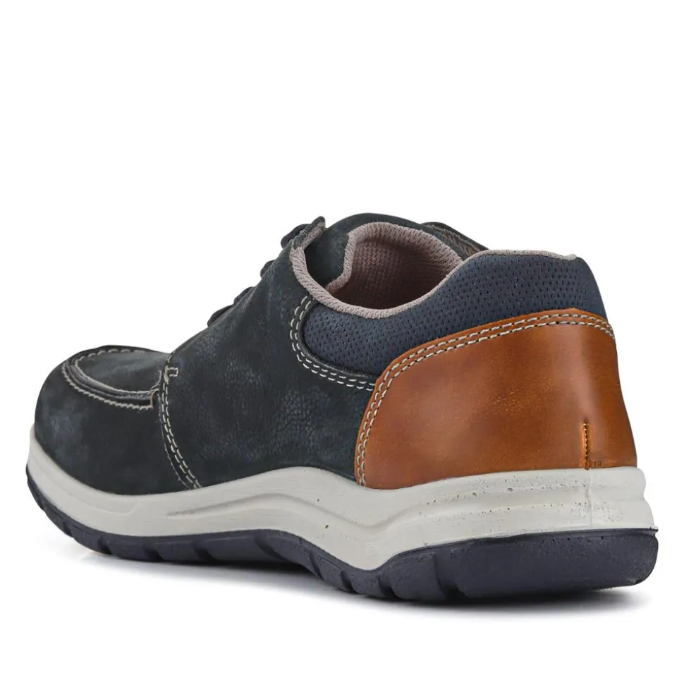 Wide-Fit Casual Leather Shoes - Navy