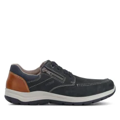 Wide-Fit Casual Leather Shoes - Navy