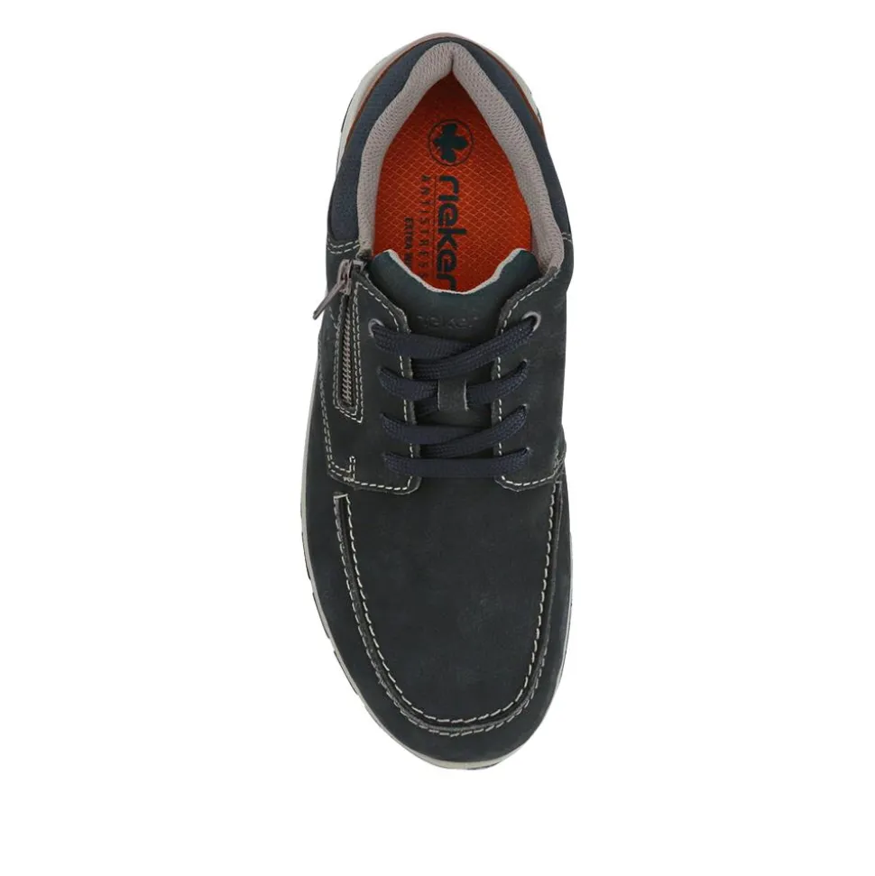 Wide-Fit Casual Leather Shoes - Navy