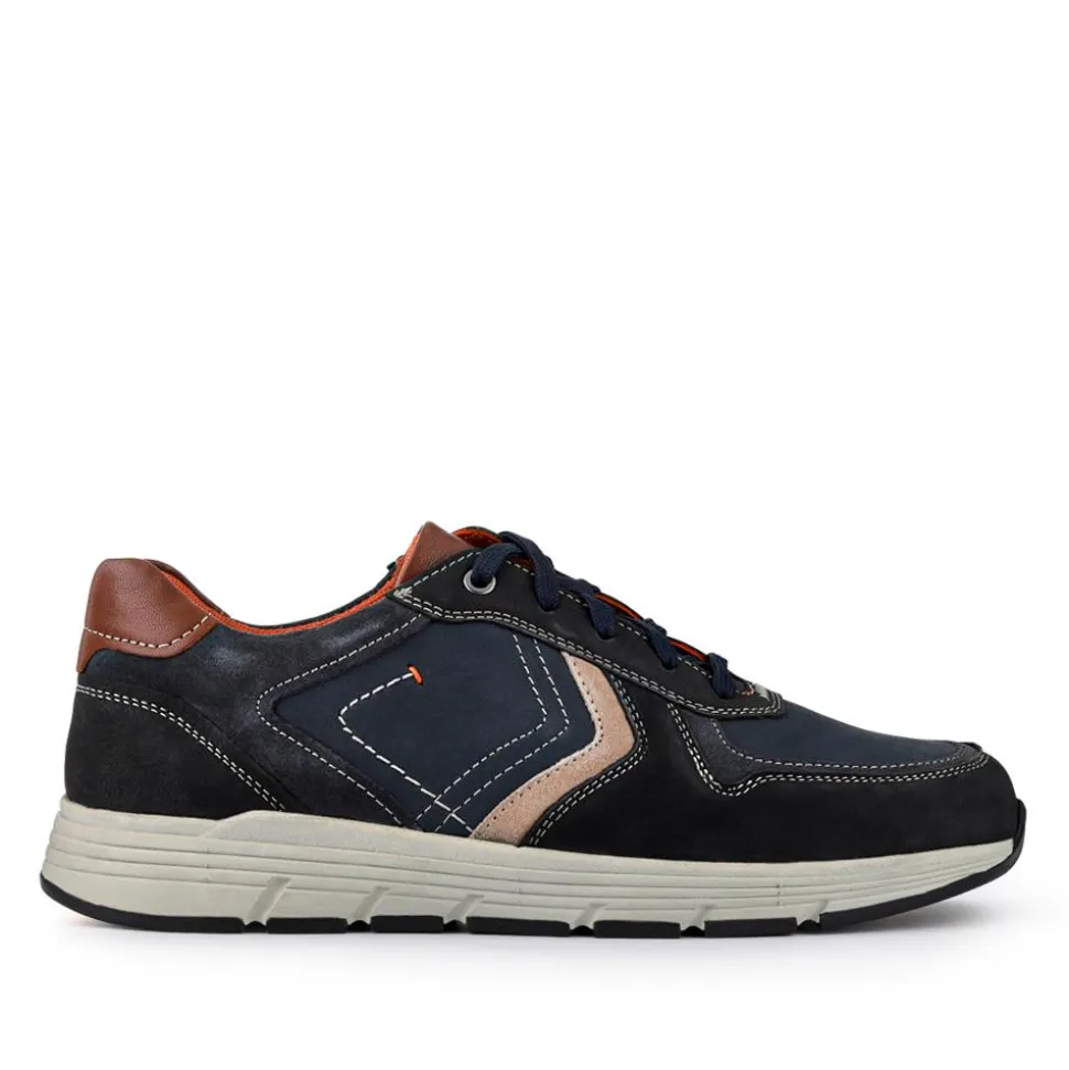 Wide-Fit Casual Leather Shoes - Navy Multi