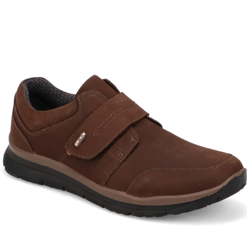 Wide Fit Casual Leather Slip-On Shoes - Brown