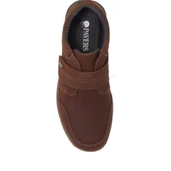Wide Fit Casual Leather Slip-On Shoes - Brown