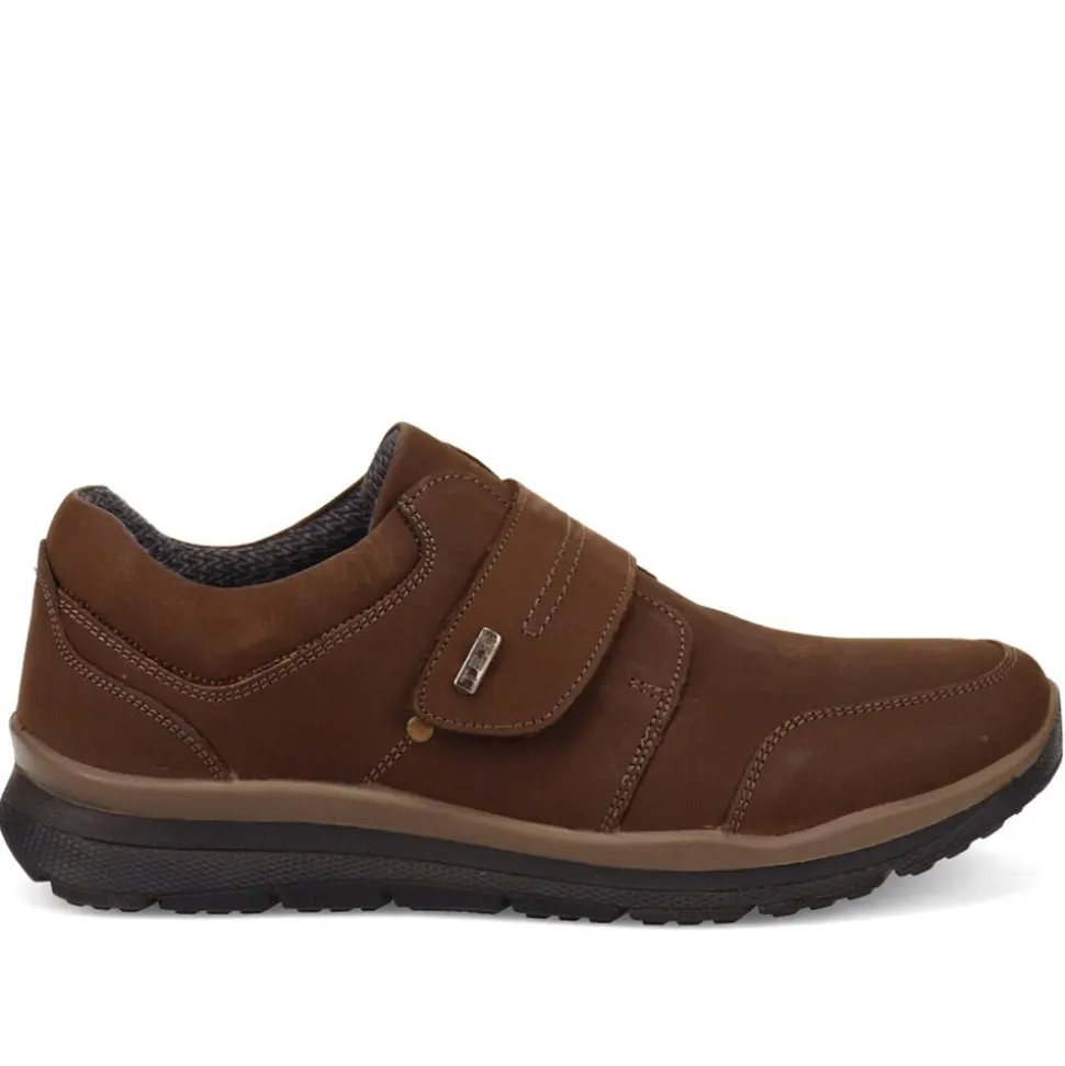 Wide Fit Casual Leather Slip-On Shoes - Brown