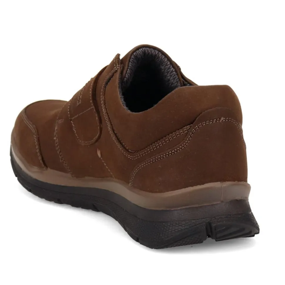 Wide Fit Casual Leather Slip-On Shoes - Brown