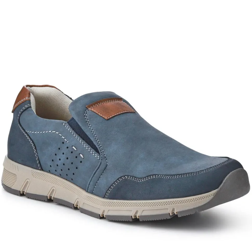 Wide Fit Casual Slip-On Trainers - Navy