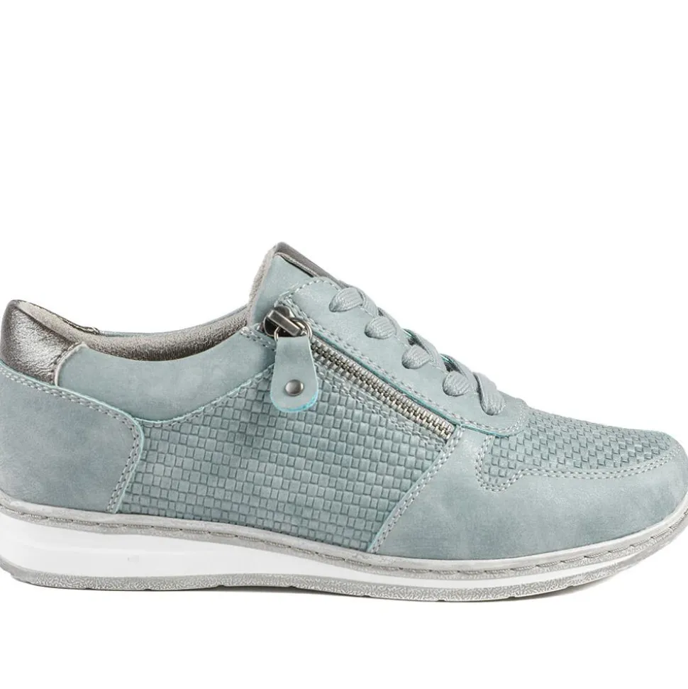 Wide Fit Casual Zip & Lace Trainers - Denim