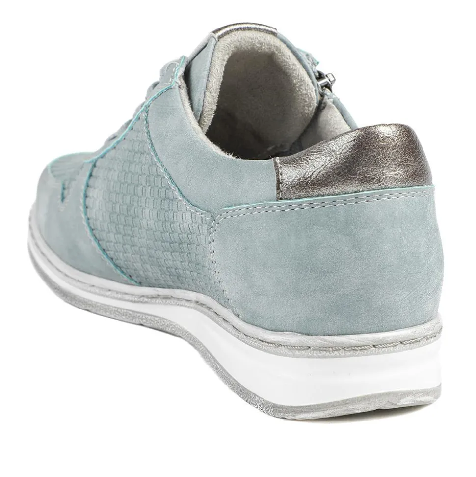 Wide Fit Casual Zip & Lace Trainers - Denim