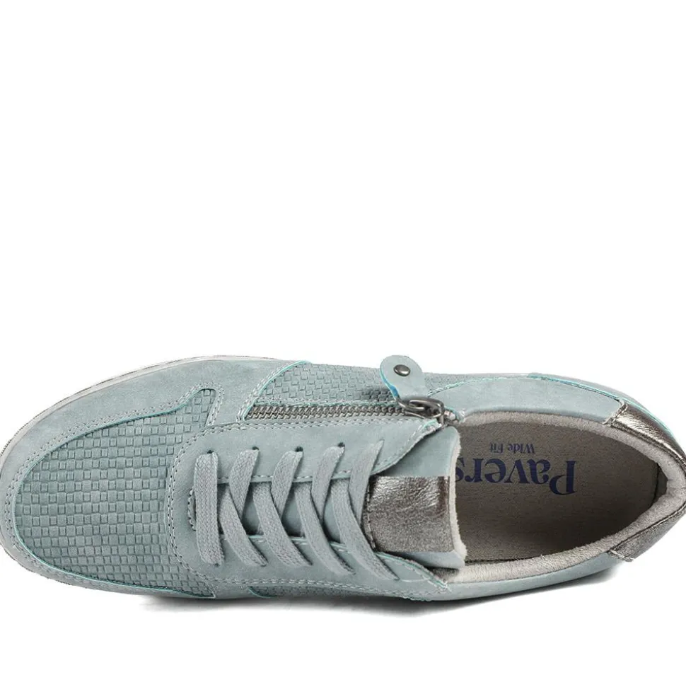 Wide Fit Casual Zip & Lace Trainers - Denim