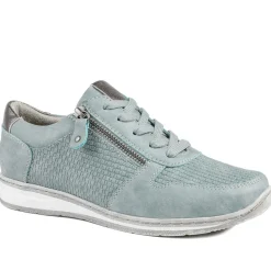 Wide Fit Casual Zip & Lace Trainers - Denim